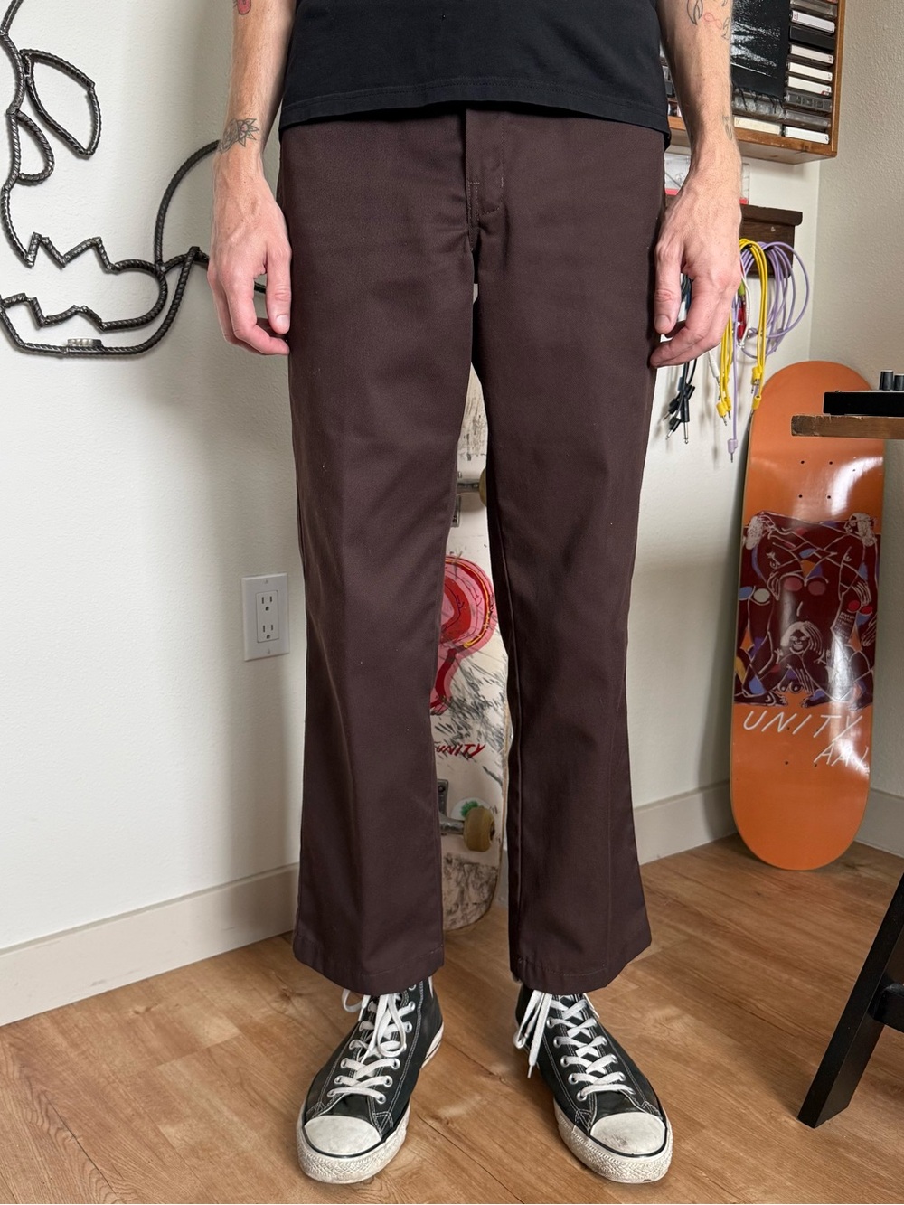 Dickies Dark Brown Slim Straight Skater Utility Pants ~ Size 35 X 30